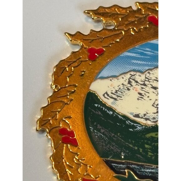 Colorado Christmas Ornament Solid Pewter Gold Finish Made In Canada Wreath Desig - Picture 7 of 8